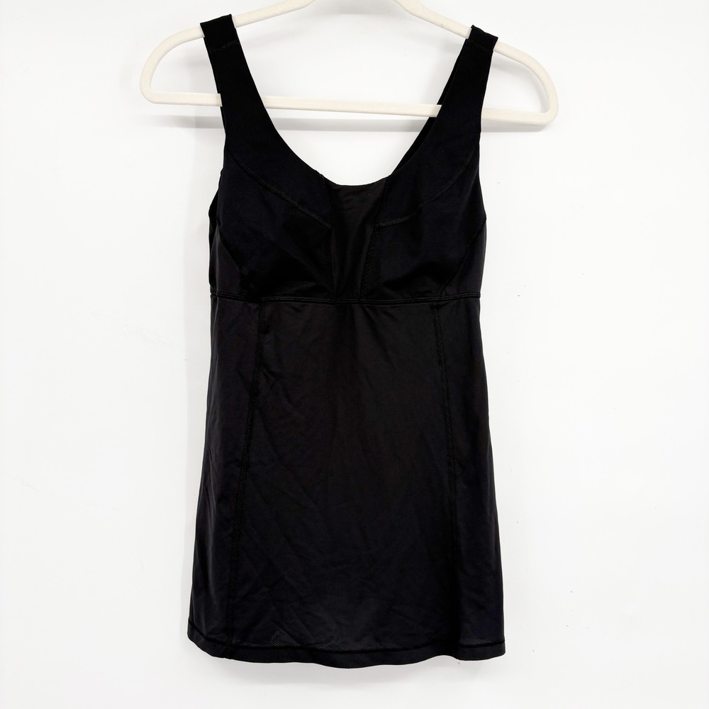 Lululemon Womens Black Mesh Trim Athletic Yoga Workout Gym Tank Top Size 6